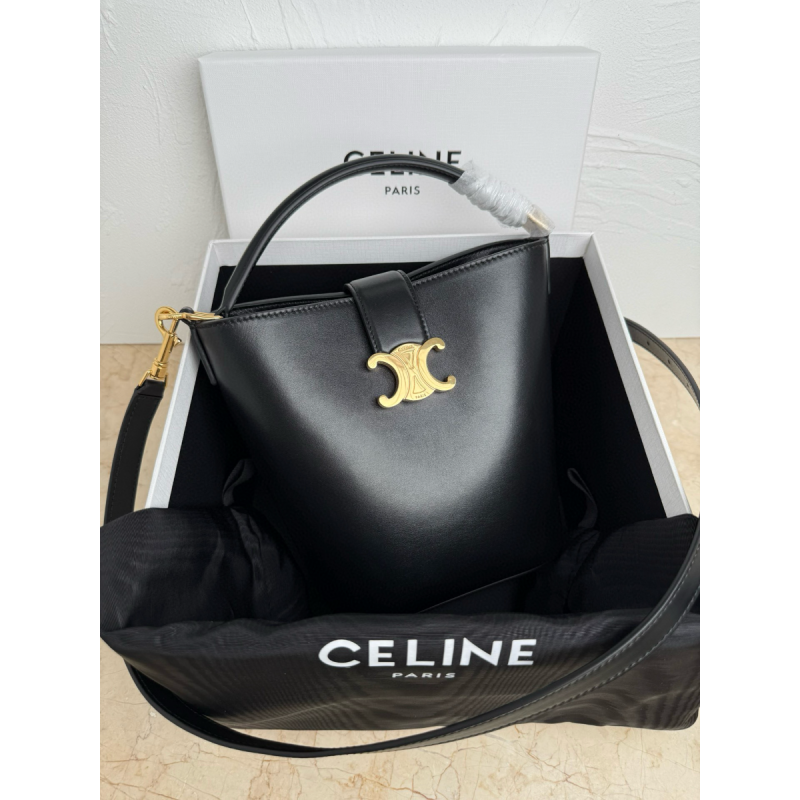 Celine Louis Small Bucket Louise in Smooth Calfskin-Black