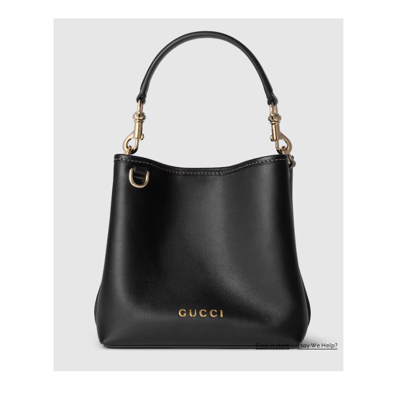 Gucci GG Emblem Mini Buckeket Bag- Black leather 
