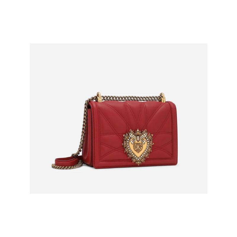 Dolce Gabbana Medium Devotion bag in Quilted Nappa leather-Red
