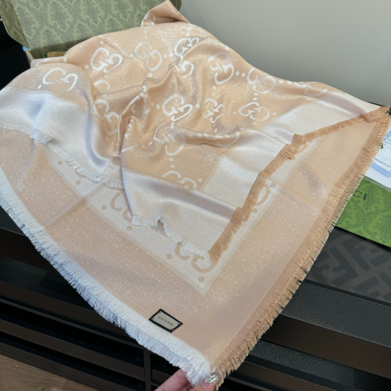 Gucci GG jacquard silk wool shawl 