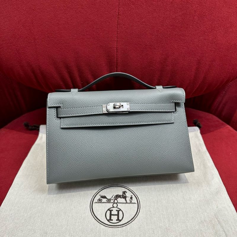 Hermes Kelly Pochette in Epsom Leather-Vert Amanda