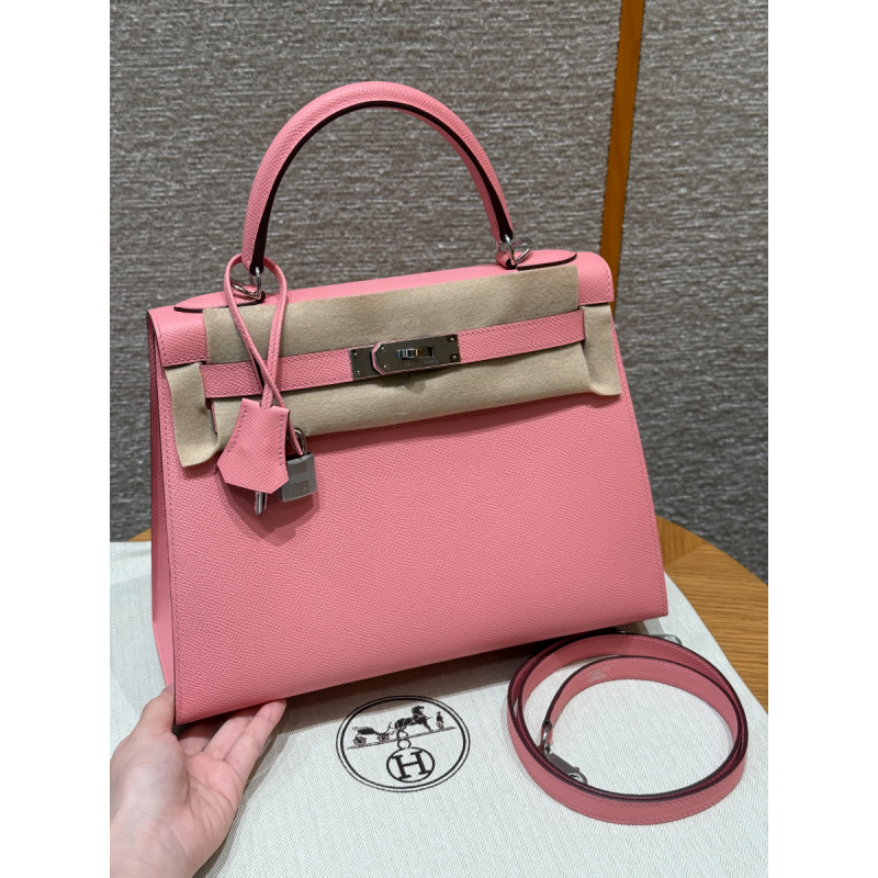 Hermes Kelly 25 / 28  in Epsom Leather-Rose confetti