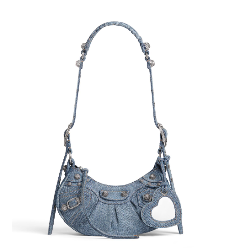 Balenciaga Le Cagole Shoulder Bag XS With Rhinestones in Blue