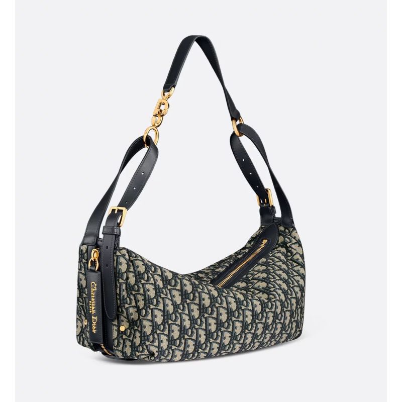 Dior Medium D-Journey Bag-Blue Dior Oblique Jacquard