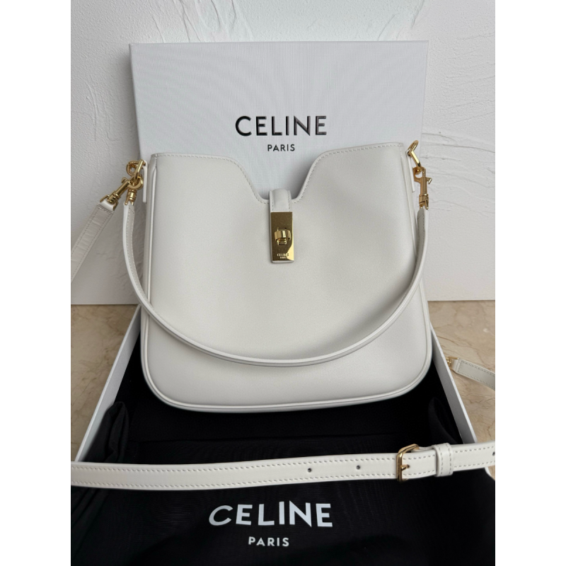 Celine Small Camille 16 Soft Bag in Smooth Calfskin-White 