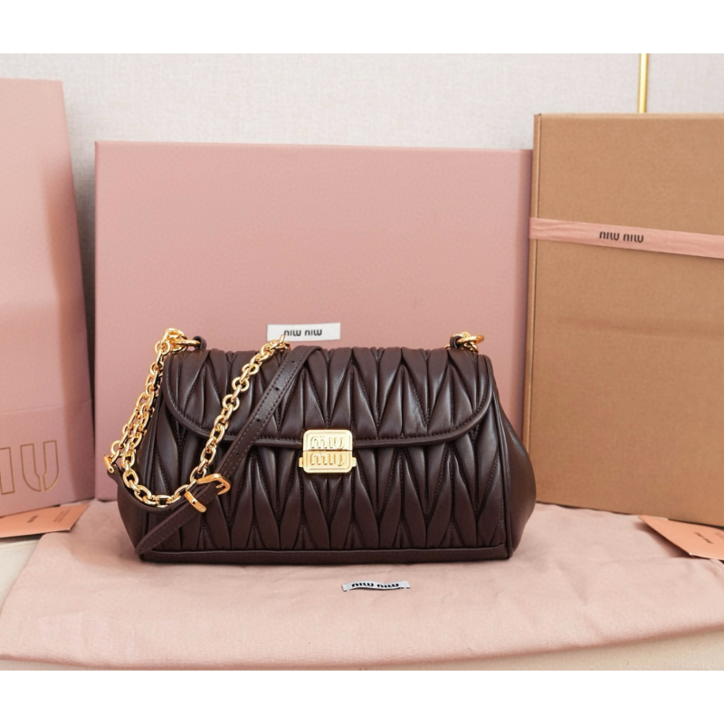 Matelassé nappa leather shoulder bag-Briarwood