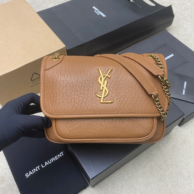 Saint Laurent Niki Baby in grained leather-Caramel