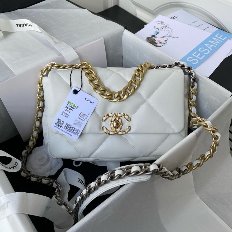 Chanel 19 Handbag -White