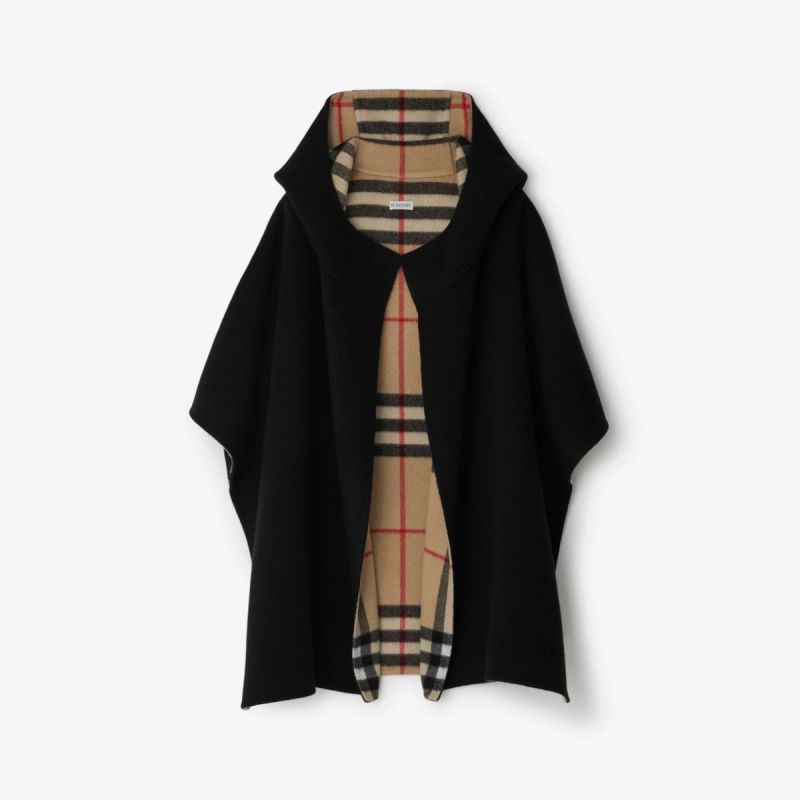 Burberry Reversible Check Cashmere Hooded Cape 