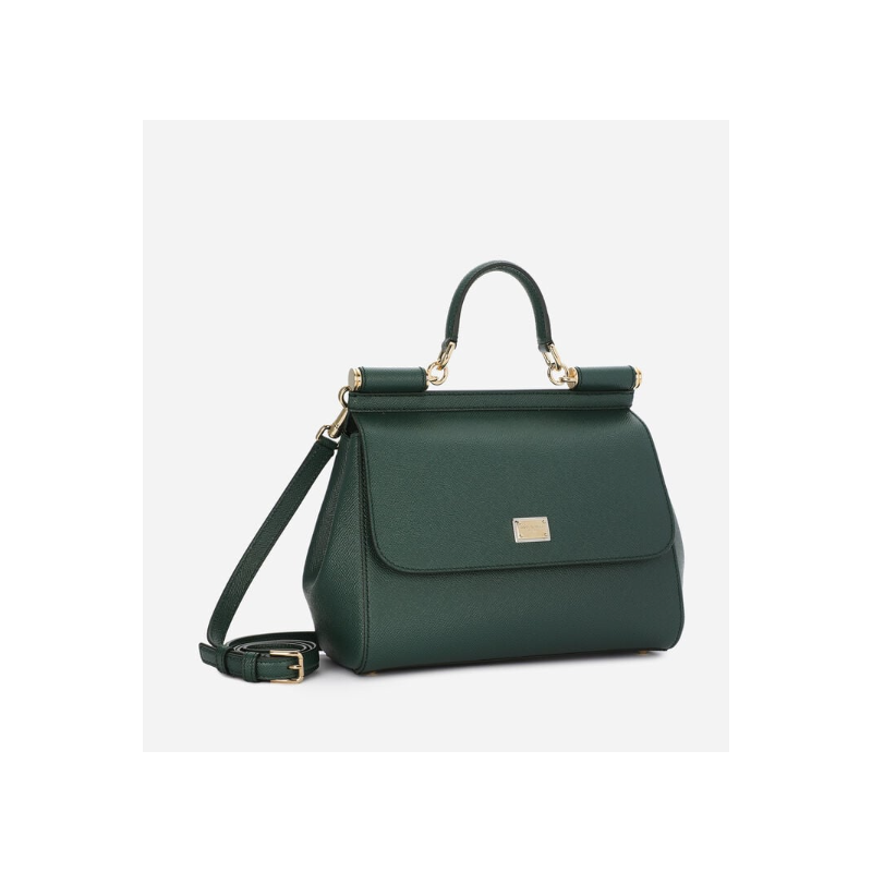Dolce Gabbana Large Sicily Handbag in Dauphine leather-Green