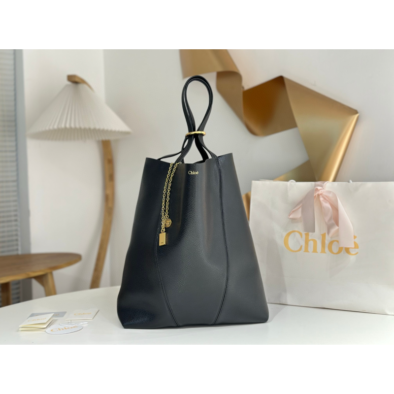 Chloe Large Spin Tote-Black