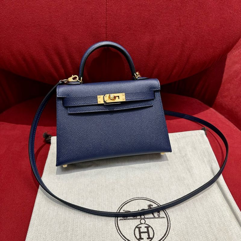 Hermes Mini Kelly Epsom leather-Blue saphir