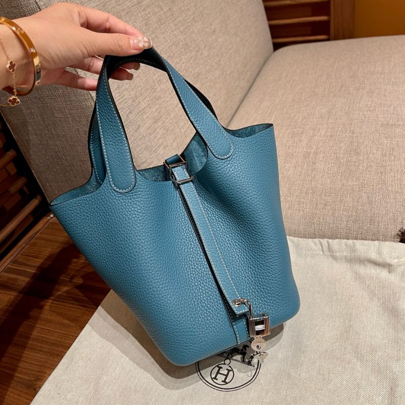 Hermes Picotin Lock Bag 18/22-Blue Jean